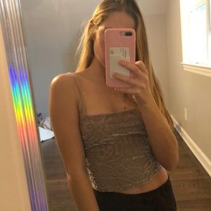 Velvet purple/beige crop top
